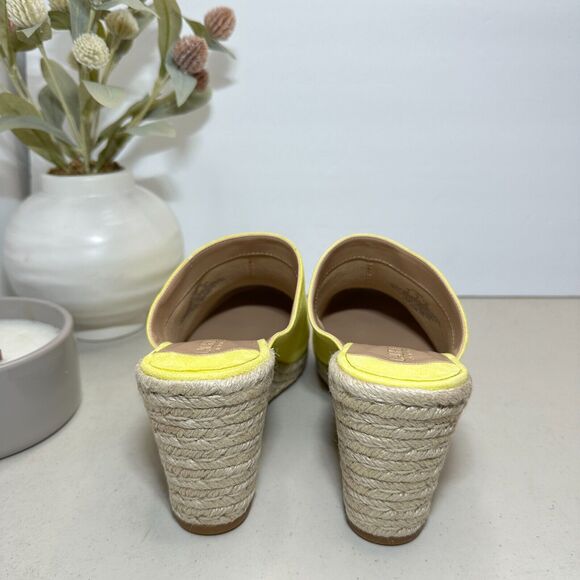 Lauren Ralph Lauren Pennie Espadrille Wedge Pumps Leather Yellow Women 8 NWOB - Picture 5 of 11